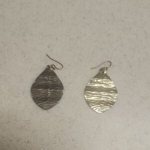Gold Drop Crinkle Leaf Shaped Earrings, GUC